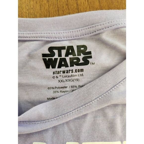 NWOT Star Wars "WANTED" Baby Yoda 2xl lavender short sleeved t-shirt - Picture 5 of 5